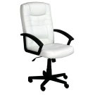 High back leather faced executive armchair - White