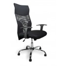 Mesh shirt tail back managers armchair with chrome base - black