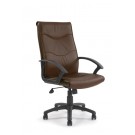 High back leather faced executive armchair - Brown