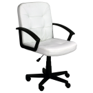 Medium back leather effect executive armchair - White
