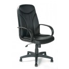 High back leather faced executive armchair with sculptured back  - Black