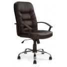High back leather faced executive armchair with chrome base - Black