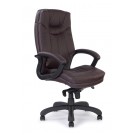 High back leather faced executive armchair with contrasting stitching - Burgundy