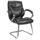 Chrome cantilever framed luxurious leather visitors armchair - Black