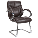 Chrome cantilever framed luxurious leather visitors armchair - Brown