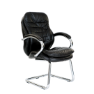 Chrome cantilever framed luxurious leather visitors armchair - Black
