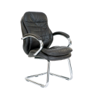 Chrome cantilever framed luxurious leather visitors armchair - Brown