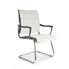 Cantilever chrome framed leather effect designer visitors chair - White