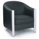 Quality leather faced single seat tub chair - Black