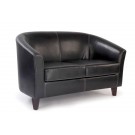 Metro - leather effect two seater tub sofa - Brown