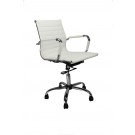 Comtemporary leather effect executive armchair with chrome base - White