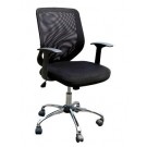 Mesh back operators armchair with chrome base - Black