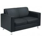 Iceberg Black Leather Faced 2 Seater Sofa - OF0301