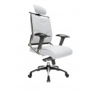 Contemporary high back leather effect executive armchair with headrest and chrome base  - White