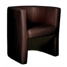 Leather faced tub chair - Brown