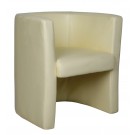 Leather faced tub chair - Cream